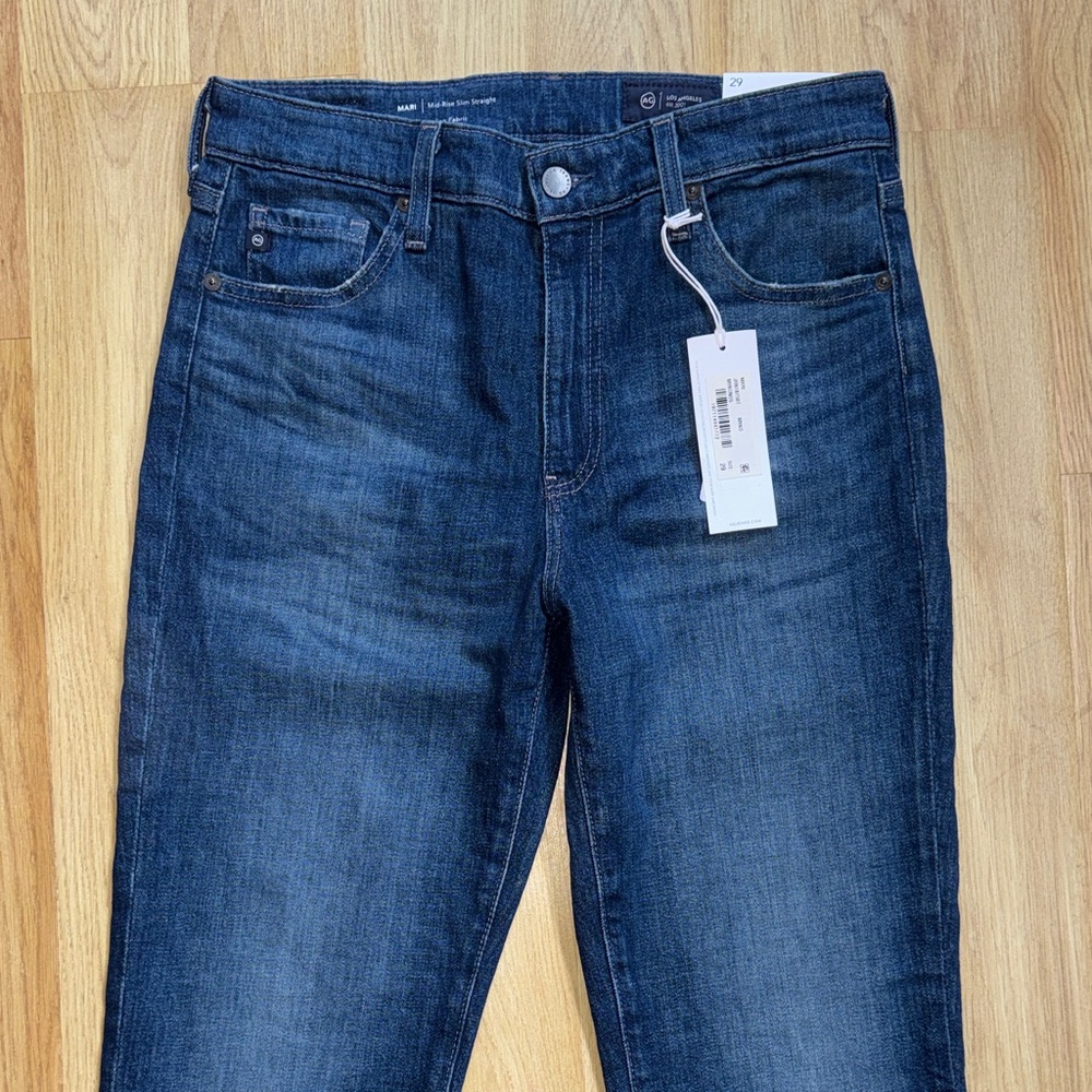 AG Adriano Goldschmied Straight Leg Jeans - Dark Wash Blue - Picture 2 of 12